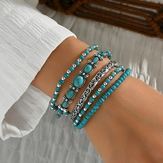 Boho Chic Turquoise Beaded Bracelet Collection