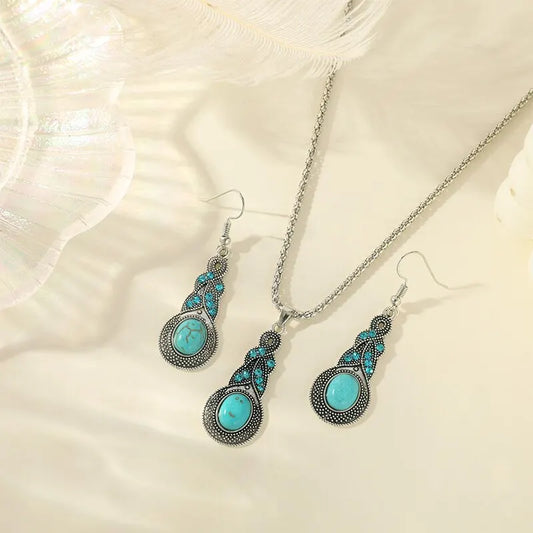 Classic Turquoise Stone Jewelry Set