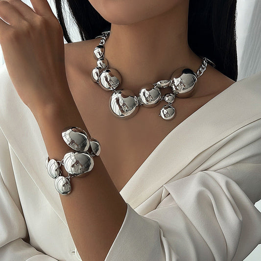 Round Pendant Necklace & Bangle Set