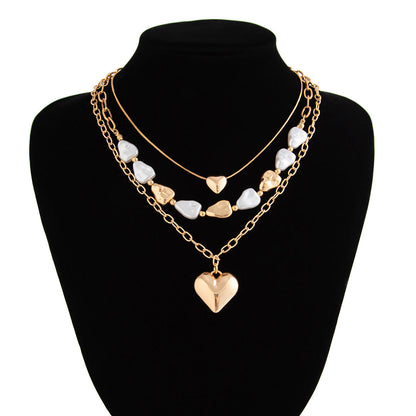 Pearl Tassel Heart Choker Necklace