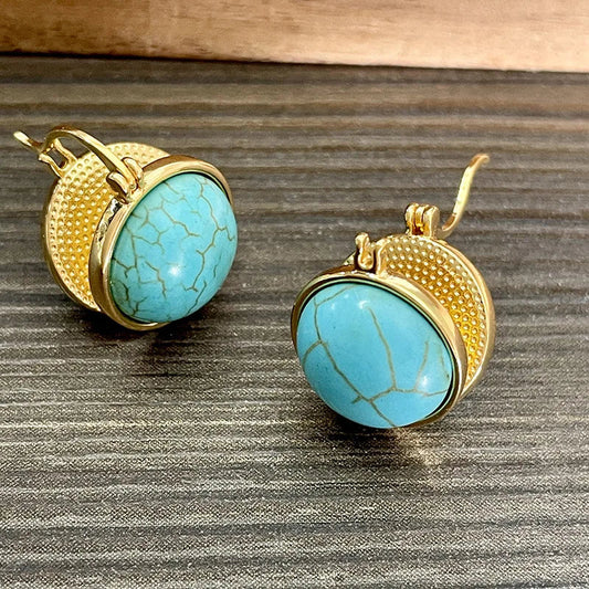 Chic Vintage Turquoise Geometric Stud Earrings