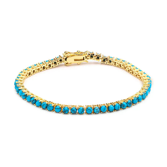 Chic Gold and Turquoise Chain Bracelet