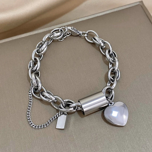 Gold Chunky Heart Bracelet
