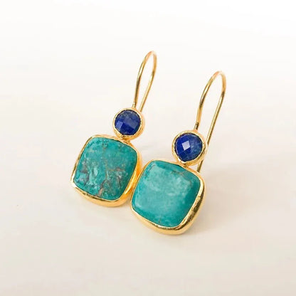 Trendy Square Turquoise Inlaid Earrings