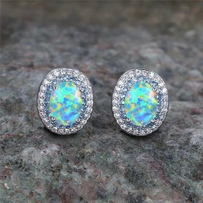 Vintage Round Turquoise Stone Stud Earrings