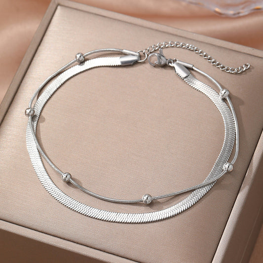 Set of 2 Elegant Gold Layered Anklets