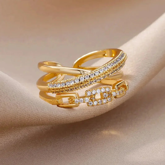 Radiant Gold Link Statement Ring
