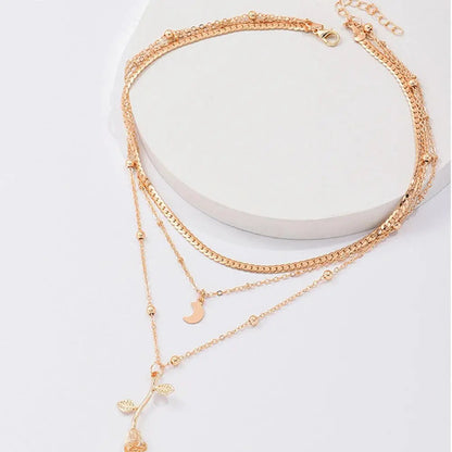 ELEGANT GOLDEN ROSE PENDANT NECKLACE