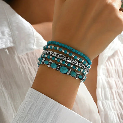 Boho Chic Turquoise Beaded Bracelet Collection