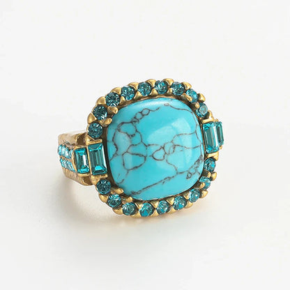 Antique Art Deco Turquoise and Gold Ring