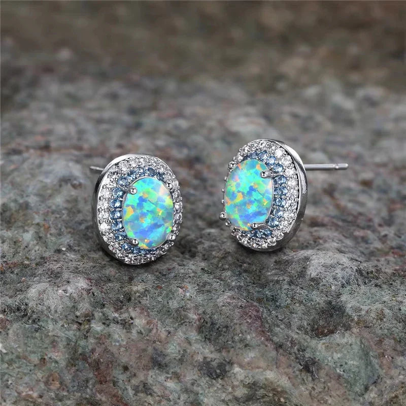 Vintage Round Turquoise Stone Stud Earrings