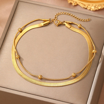Set of 2 Elegant Gold Layered Anklets