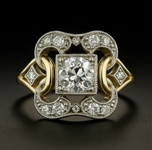 Timeless Gold Ring Adorned with Vintage Zirconia