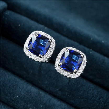 Sapphire Square Earrings