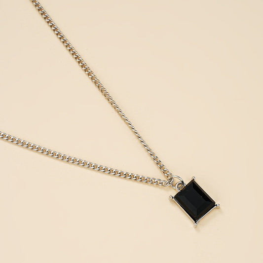 2pc Black Bead & Pendant Necklace Set