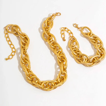 Chunky Woven Dual Chain Bracelet and Necklace Set