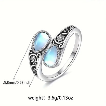 Graceful Moonstone Floral Ring