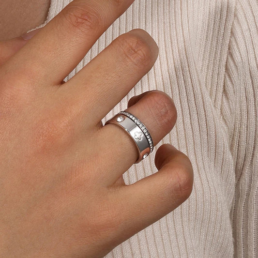 Radiant Clover and Crystal Ring