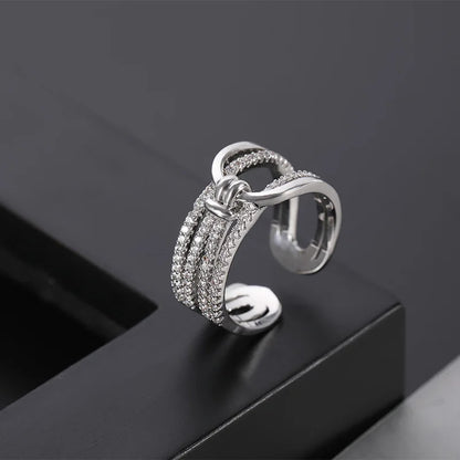 Elegant Double Band Gold Chain Ring