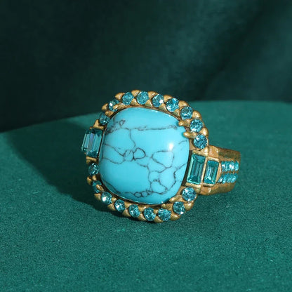 Antique Art Deco Turquoise and Gold Ring