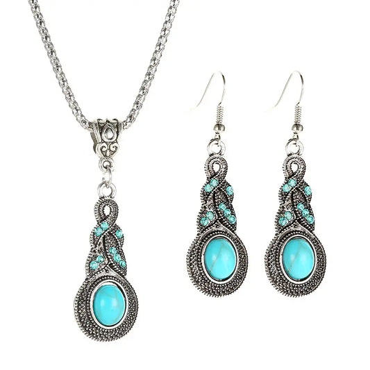 Classic Turquoise Stone Jewelry Set