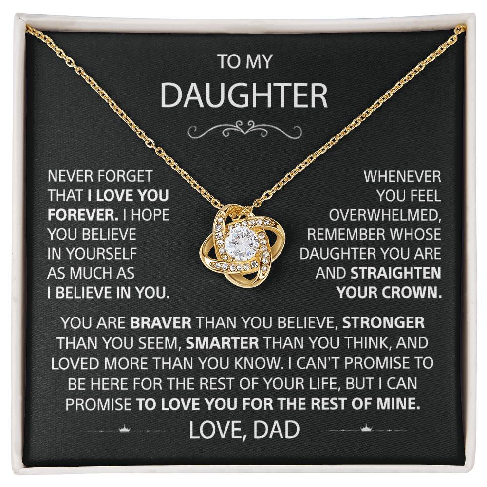 To My Daughter - Love Knot Necklace - Gold