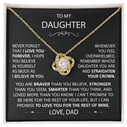 To My Daughter - Love Knot Necklace - Gold