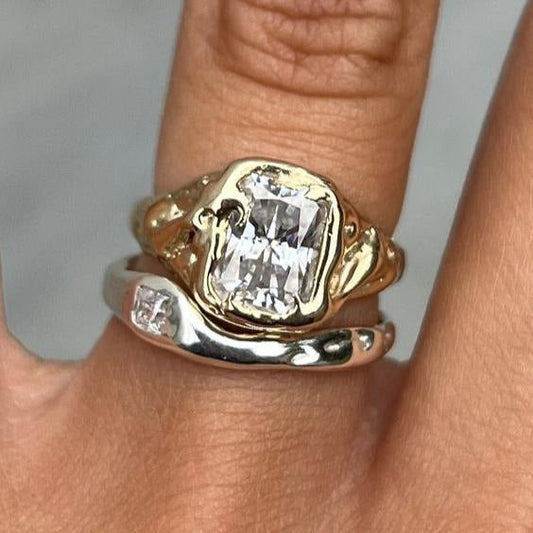 Radiant Gold and Silver Layered Ring Set
