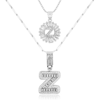 Set of 2 - 14k Gold Initial Necklaces with Diamonds