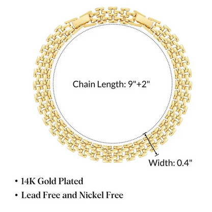Set of 2 Chunky 14k Gold Link Anklets