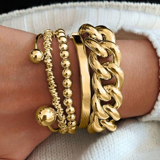 SET OF 5 CHUNKY STACKABLE BRACELETS