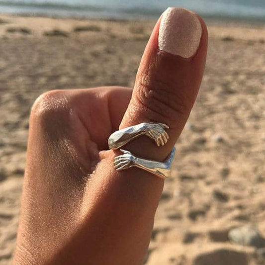 Adjustable Silver Cuddle Ring for a Perfect Fit