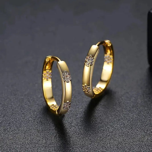 Retro Gold Floral Hoop Earrings