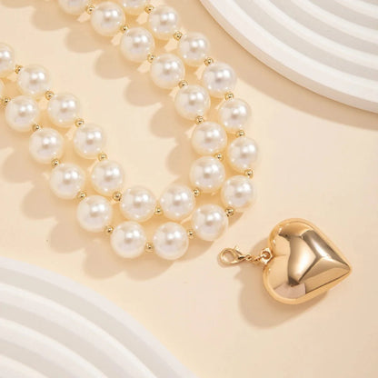 Bold Statement Pearl Layered Heart Necklace