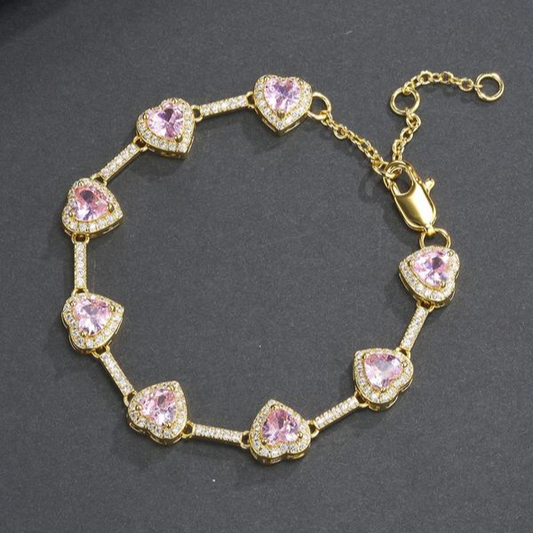 Heart-Shaped Pink Anklet