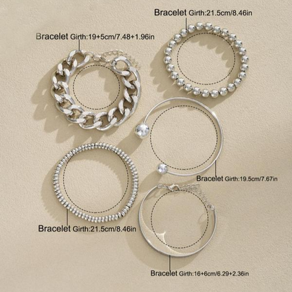 SET OF 5 CHUNKY STACKABLE BRACELETS