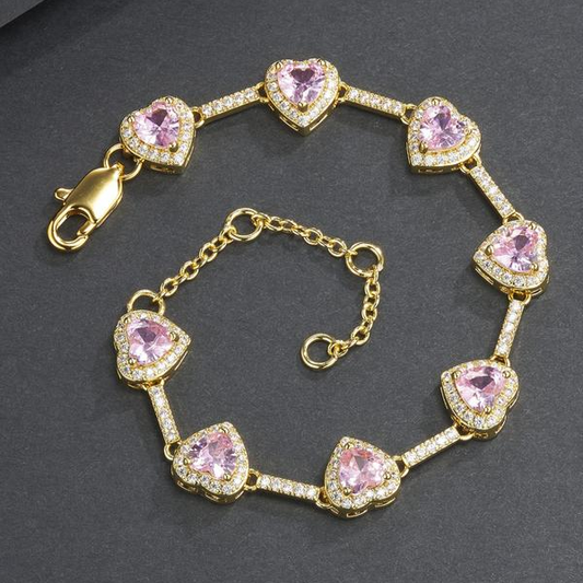 Heart-Shaped Pink Anklet