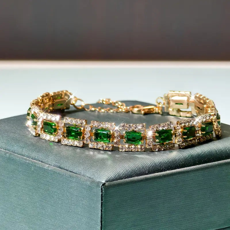 Gold Emerald Green Bracelet