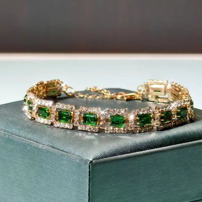 Gold Emerald Green Bracelet