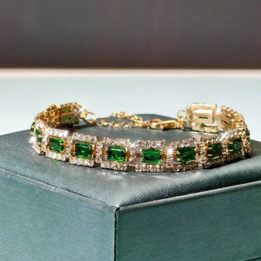 Gold Emerald Green Bracelet