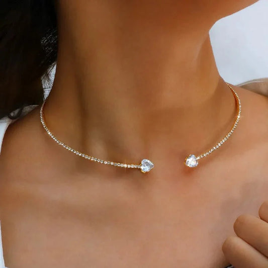 Diamond Heart Open Choker Necklace