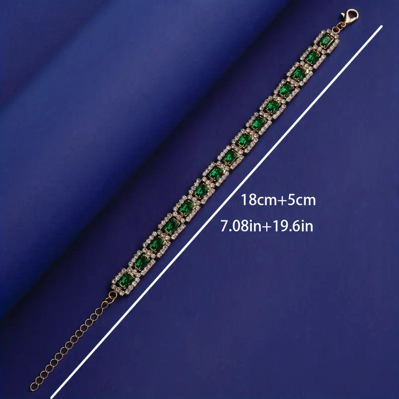 Gold Emerald Green Bracelet