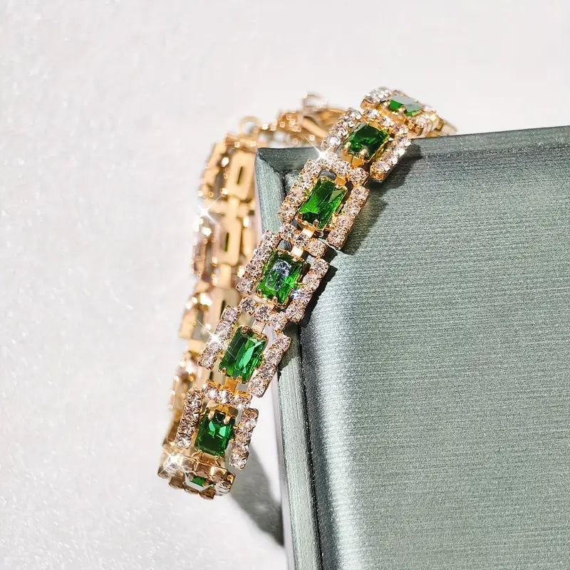 Gold Emerald Green Bracelet