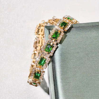 Gold Emerald Green Bracelet