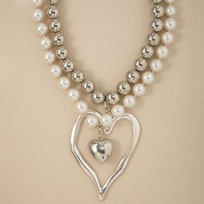 Set of 2 Chunky Heart Necklaces
