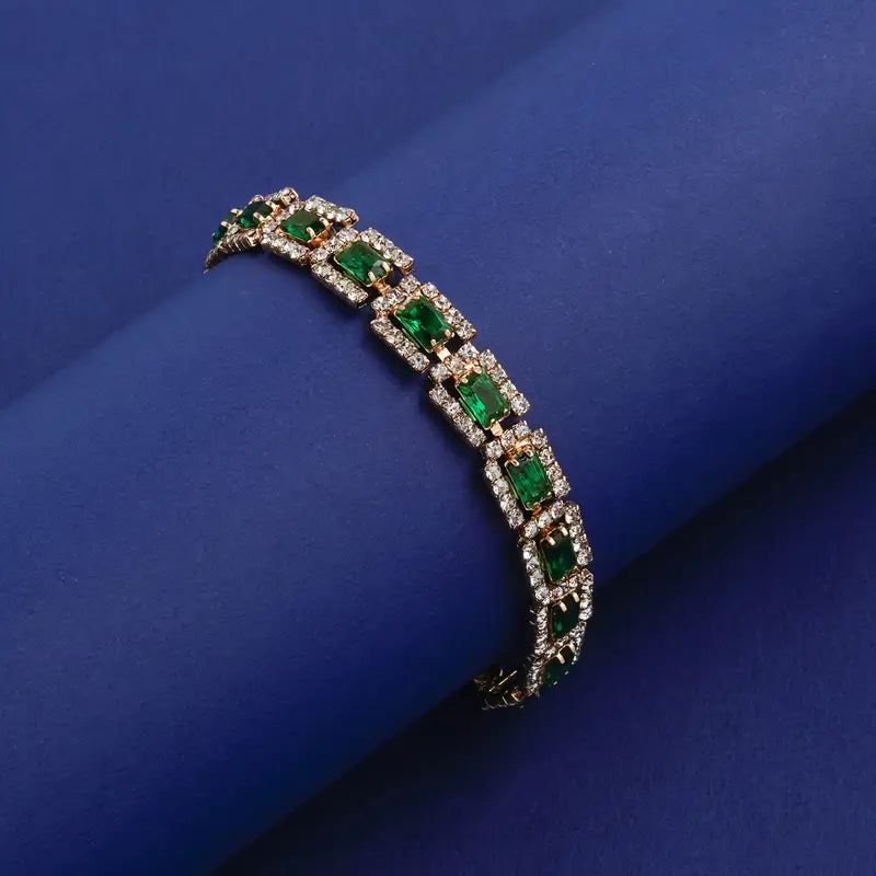 Gold Emerald Green Bracelet