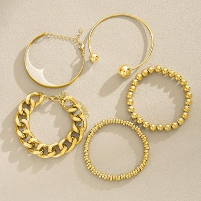 SET OF 5 CHUNKY STACKABLE BRACELETS
