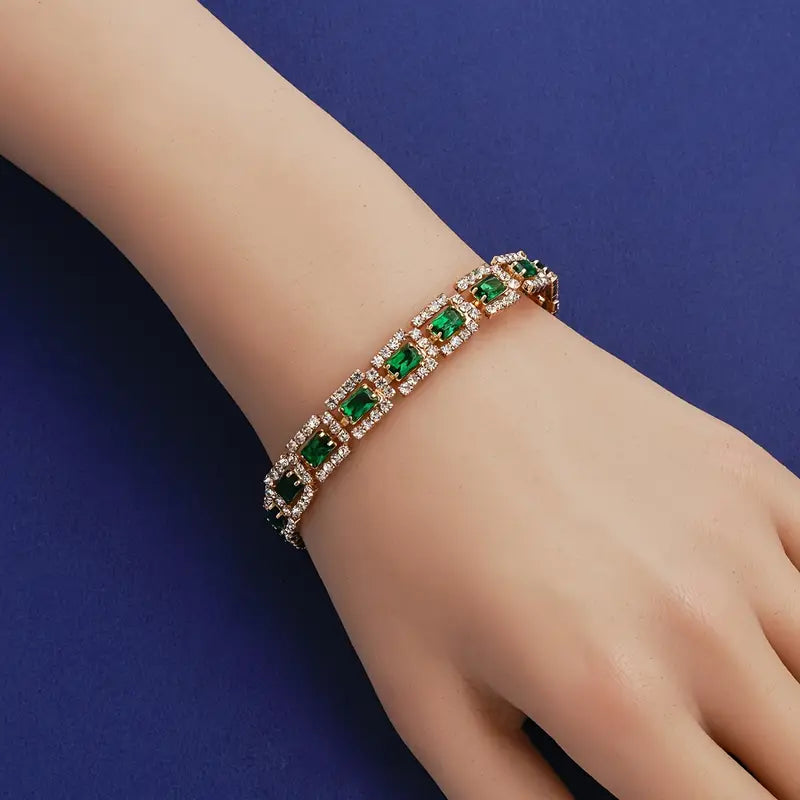 Gold Emerald Green Bracelet
