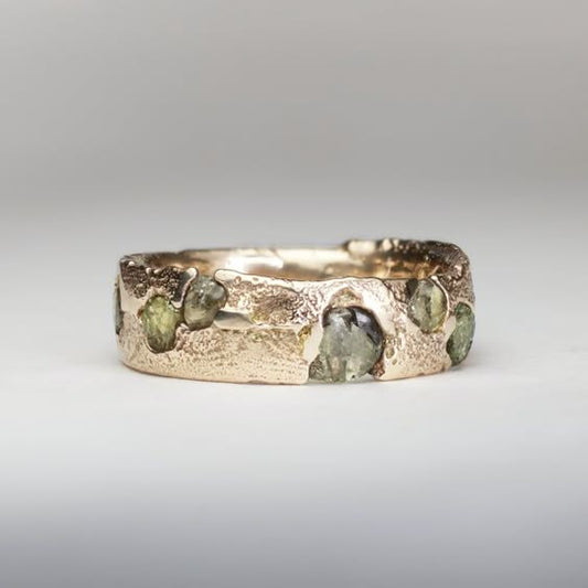 Antique Green and Gold Forged Ring