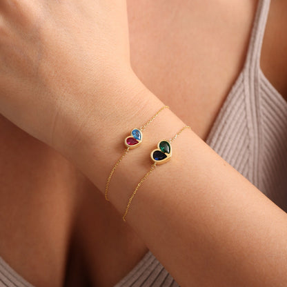 Eternal Birthstone Heart Necklace and Bracelet Set